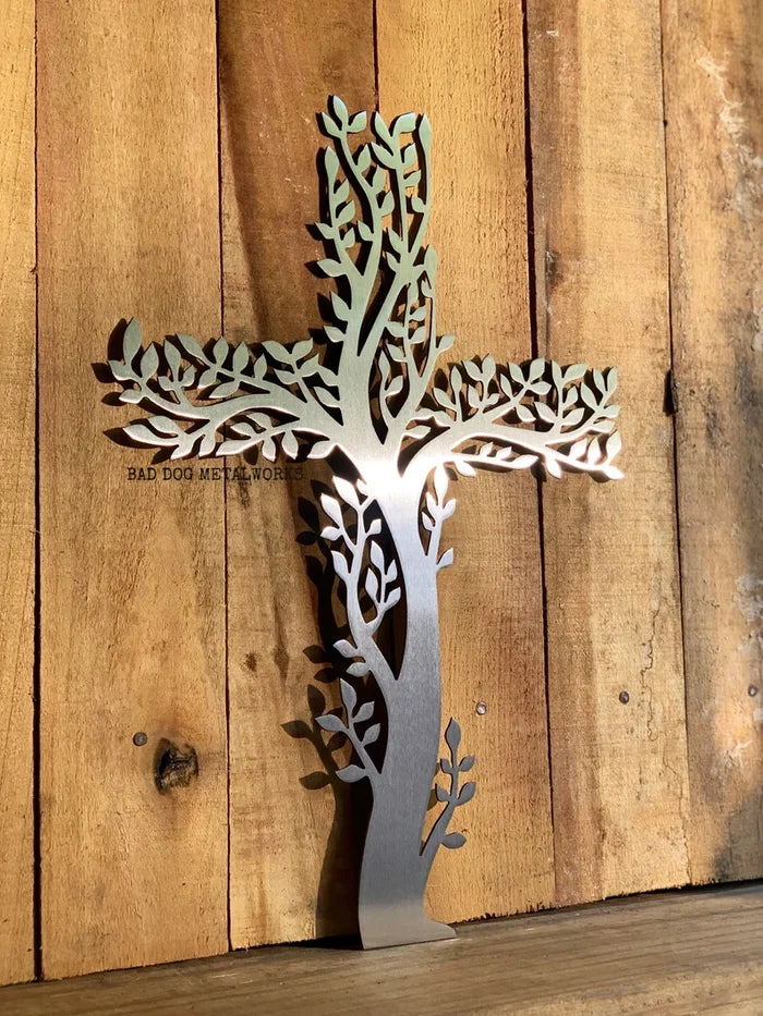 Life Tree Cross Metal Decoration