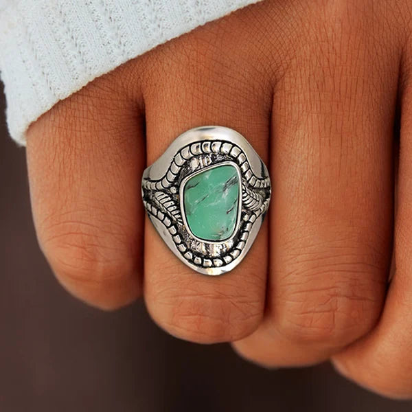 Sterling Silver Leaf Turquoise Ring