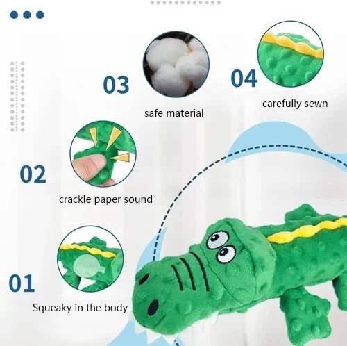 Squeaky crocodile plush for aggressive chewers