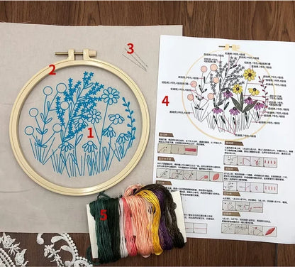 Embroidery Hoop Flower Kit for Beginners