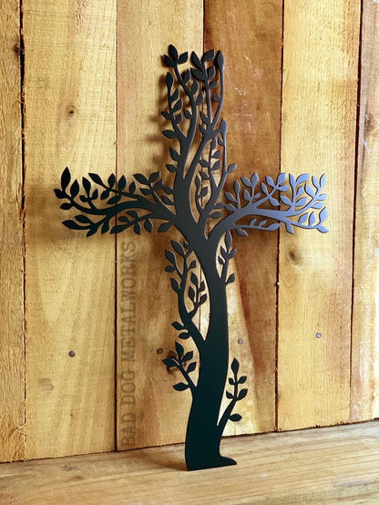 Life Tree Cross Metal Decoration