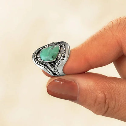 Sterling Silver Leaf Turquoise Ring