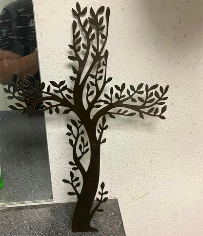 Life Tree Cross Metal Decoration