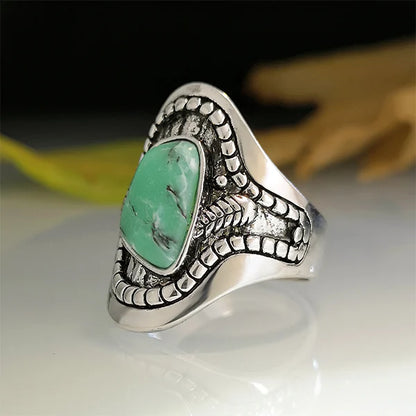 Sterling Silver Leaf Turquoise Ring