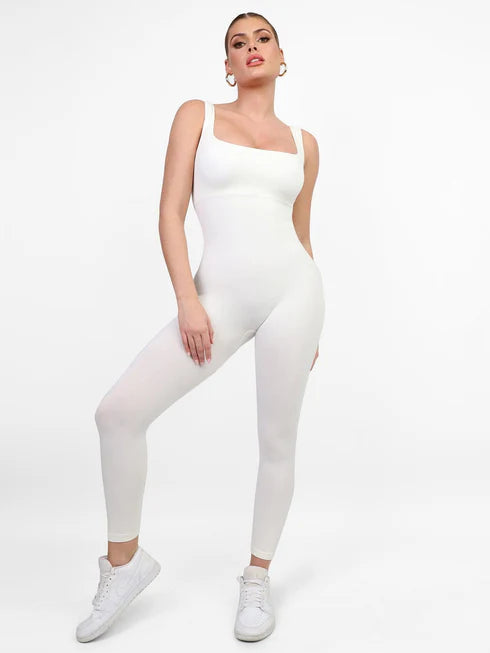 Seamless Square Neck One Piece Workout Jumpsuit Or Romper