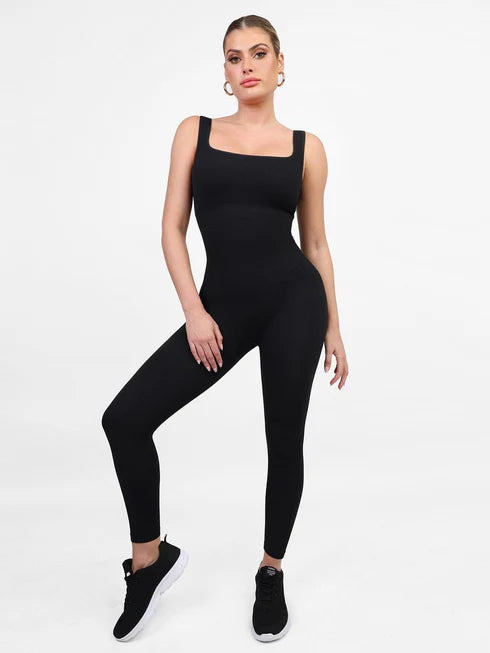 Seamless Square Neck One Piece Workout Jumpsuit Or Romper