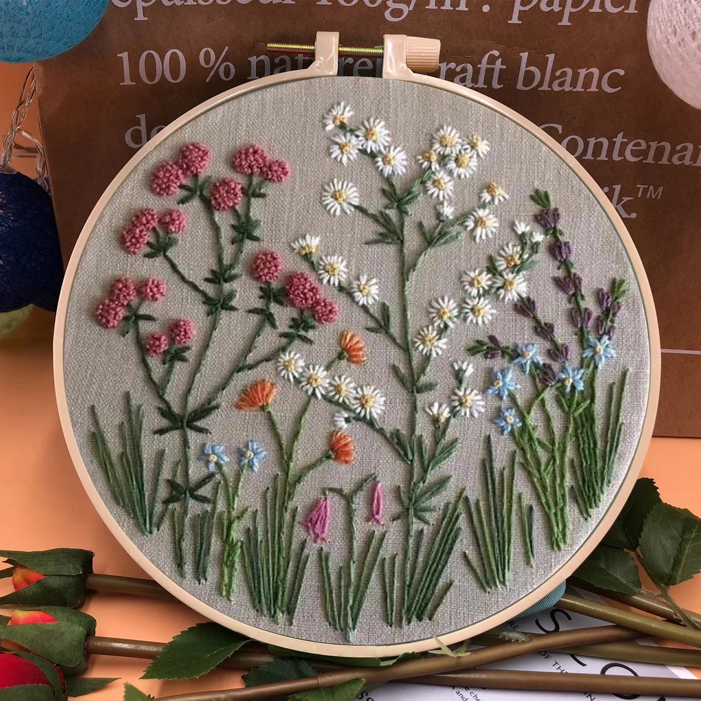 Embroidery Hoop Flower Kit for Beginners