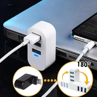 Multifunctional mini rotatable 3-port USB port