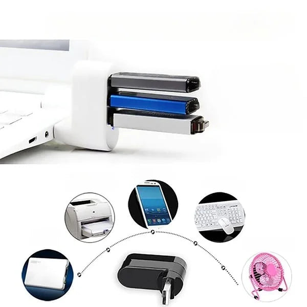 Multifunctional mini rotatable 3-port USB port