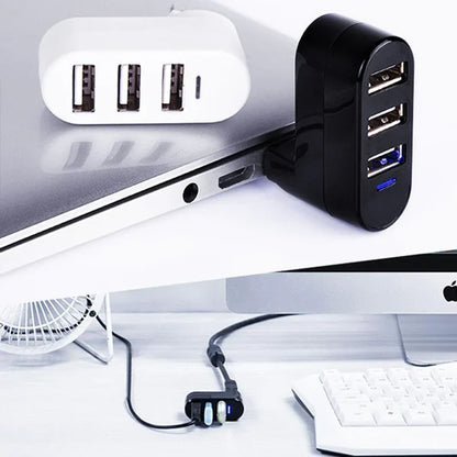 Multifunctional mini rotatable 3-port USB port