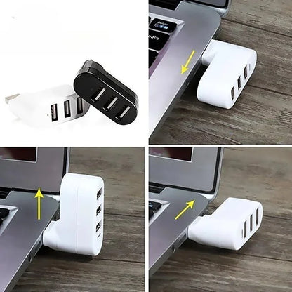 Multifunctional mini rotatable 3-port USB port