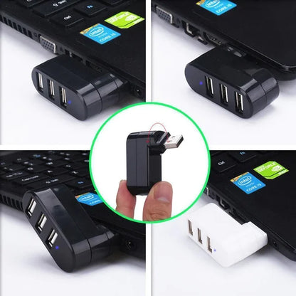 Multifunctional mini rotatable 3-port USB port